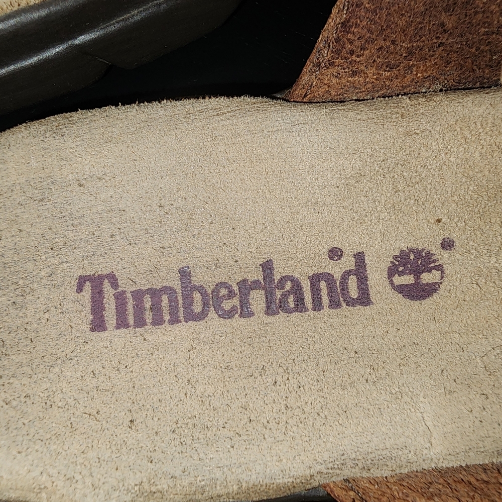 Timberland Leather Lined‎ Brown Genuine Leather Slide On Thong Sandals Size 10 - Picture 9 of 11